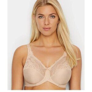 Lilyette PARIS NUDE Comfort Lace Underwire Minimizer Bra US 40DDD NWT LY0428